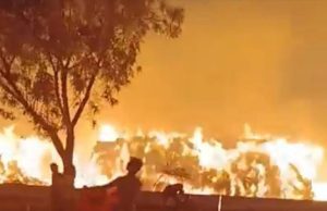 Massive fire breaks out at straw storage site in Talwandi Sabho