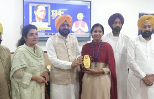 Cabinet Minister Sond Pays Floral Tribute on Dr. B.R. Ambedkar’s Birth Anniversary at Fathegarh Sahib