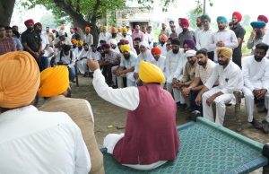 IN A FIRST PEOPLE’S CM INTERACT WITH PEOPLE UNDER SHADES OF TREE cm maan visit samrala