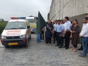 Cabinet Minister Sanjeev Arora flags off seven trucks of ration kits, two ambulances to flood affected districts