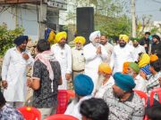 People raise slogans in support of AAP candidate in village Kasel, Harmeet Sandhu receive overwhelming backing