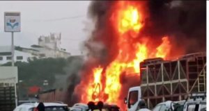 Seven killed, 15 injured as container trucks catch fire on Mumbai-Bengaluru highway
