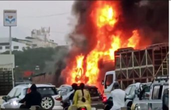 Seven killed, 15 injured as container trucks catch fire on Mumbai-Bengaluru highway