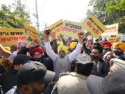 AAP Launches Statewide Protests Against ‘Anti-Dalit Congress’ over Partap Singh Bajwa Casteist Remarks Against Harbhajan Singh ETO Insult Entire Dalit Community