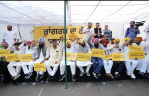 AAP protests in Chandigarh over Bajwa’s ‘band’ remark on minister Harbhajan ETO, police use water cannons