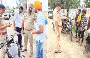 पुलिस ने ट्रैफिक नियमों की उल्लंघन करने वाले वाहनों के काटे चालान