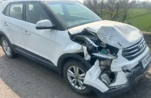 Jalandhar-Goraya फ्लाईओवर पर दो कारों की भीषण भिड़ंत