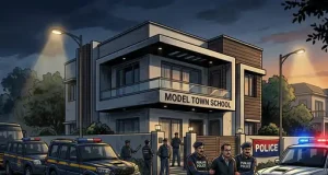 Jalandhar के मॉडल टाउन में फाजिल्का पुलिस की छापेमारी:जलालाबाद धोखाधड़ी मामले में स्कूल मालिक को सुबह घर से हिरासत में लिया