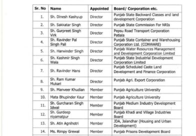 Punjab government appoints chairman, vice-chairman, director and members of various departments